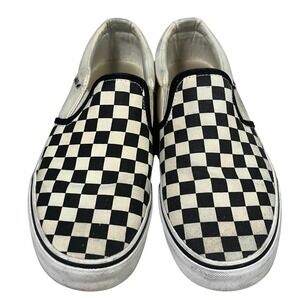 Vans Classic Slip-On Checkerboard Black White Canvas Skate Shoes Mens 8.5 721356